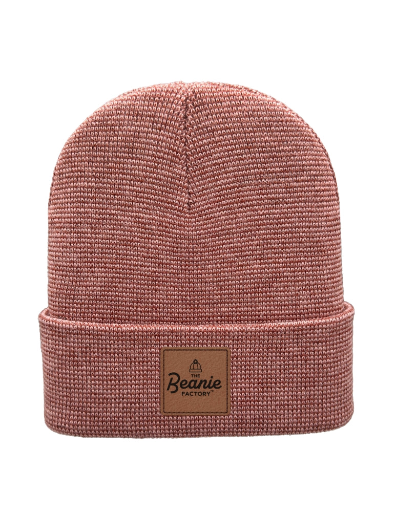 Cuffed Beanie - Circular knit  Winter Hat - Traditional - Fusion - Burgundy / Pink