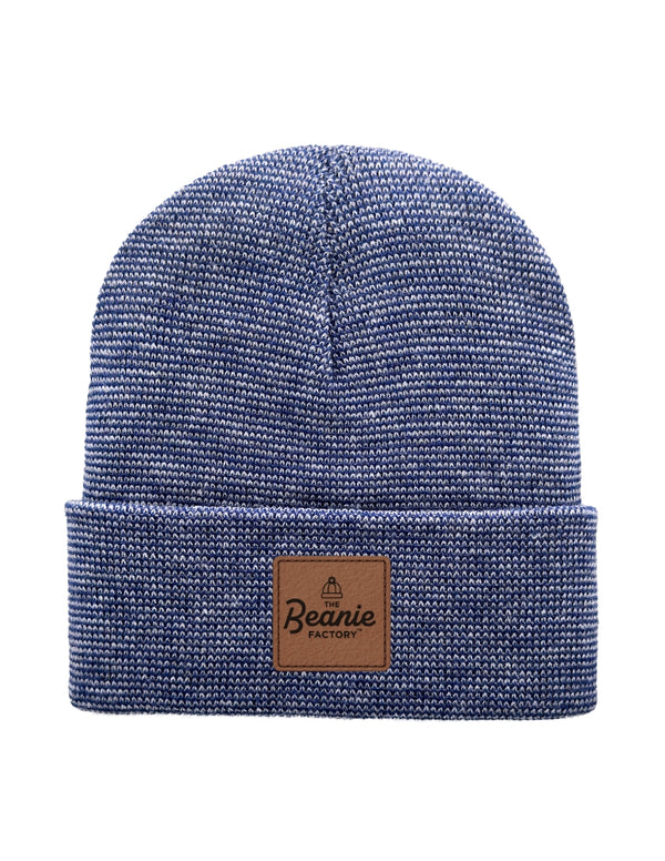 Cuffed Beanie - Circular knit  Winter Hat - Traditional - Fusion - Gray / Blue