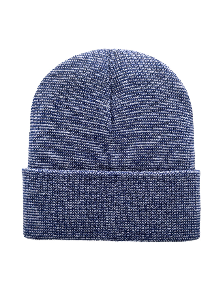 Cuffed Beanie - Circular knit  Winter Hat - Traditional - Fusion - Gray / Blue