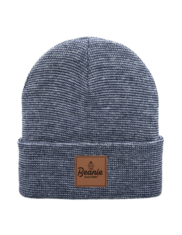 Cuffed Beanie - Circular knit  Winter Hat - Traditional - Fusion - Gray / Denim