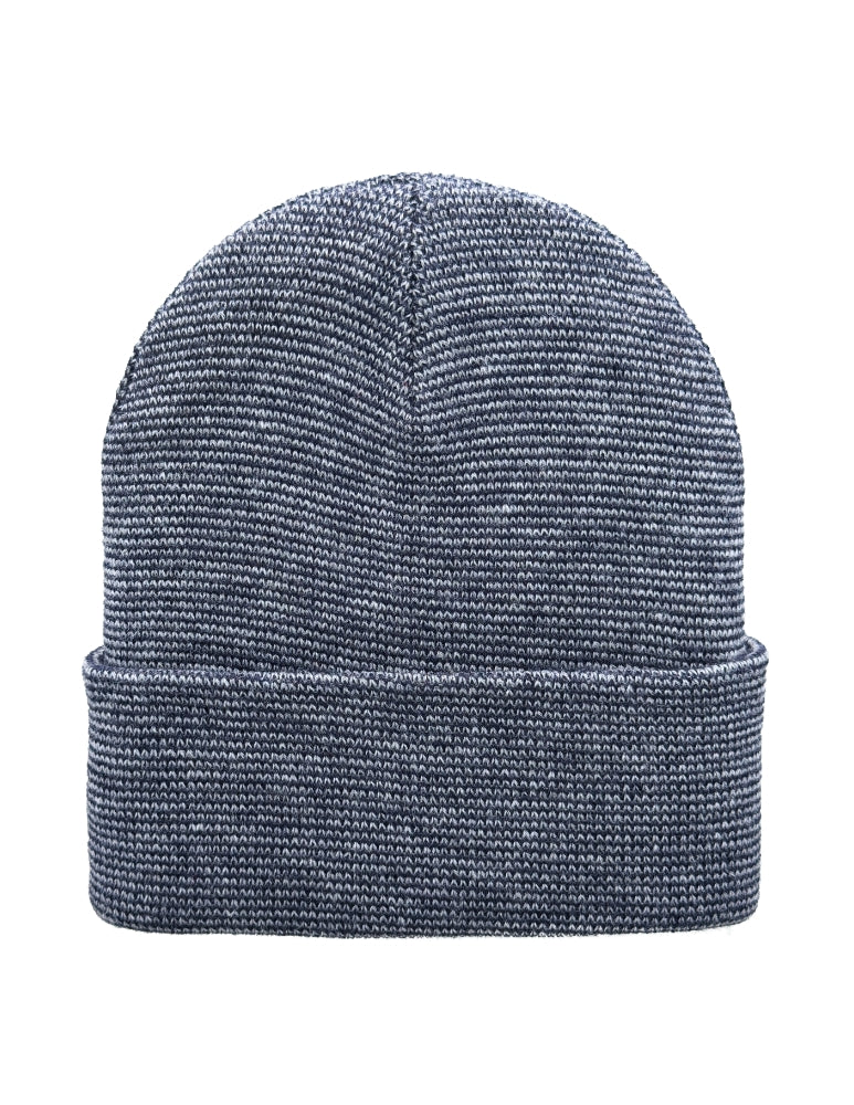 Cuffed Beanie - Circular knit  Winter Hat - Traditional - Fusion - Gray / Denim