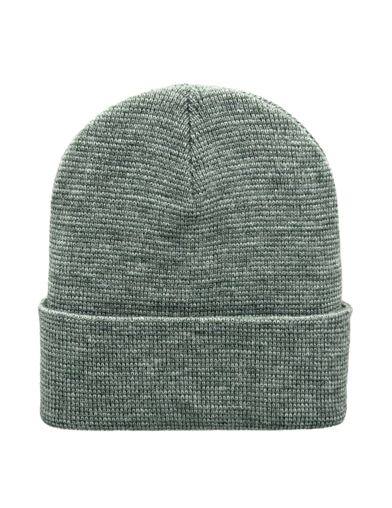 Cuffed Beanie - Circular knit  Winter Hat - Traditional - Fusion - Gray / Green
