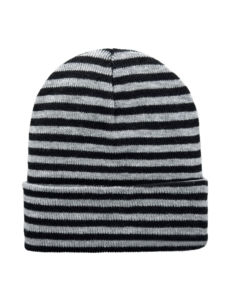 Cuffed Beanie - Circular knit  Winter Hat - Traditional - Roro - Black / Gray