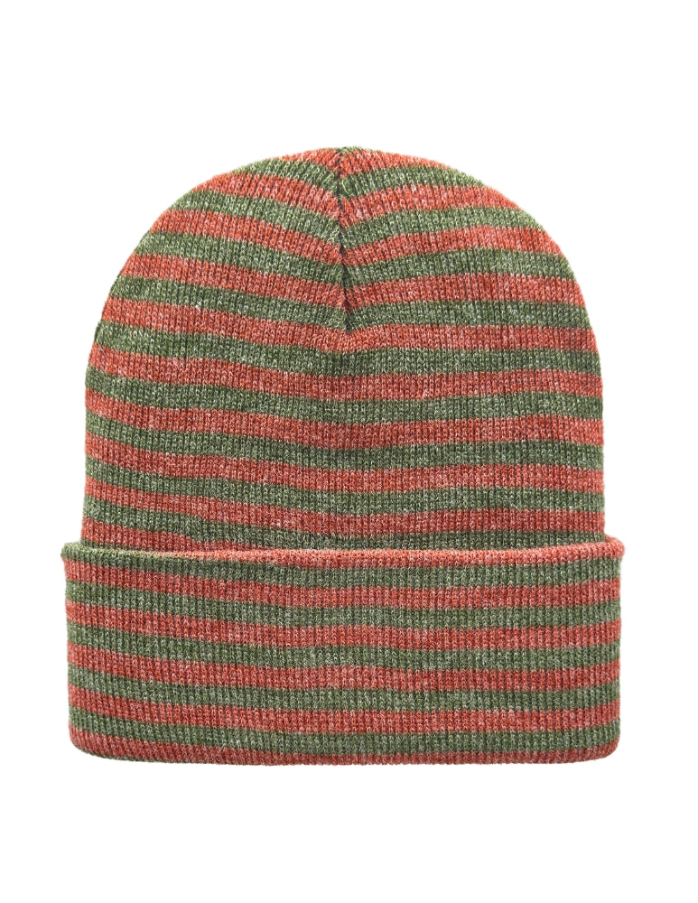 Cuffed Beanie - Circular knit  Winter Hat - Traditional - Roro - Burgundy / Green