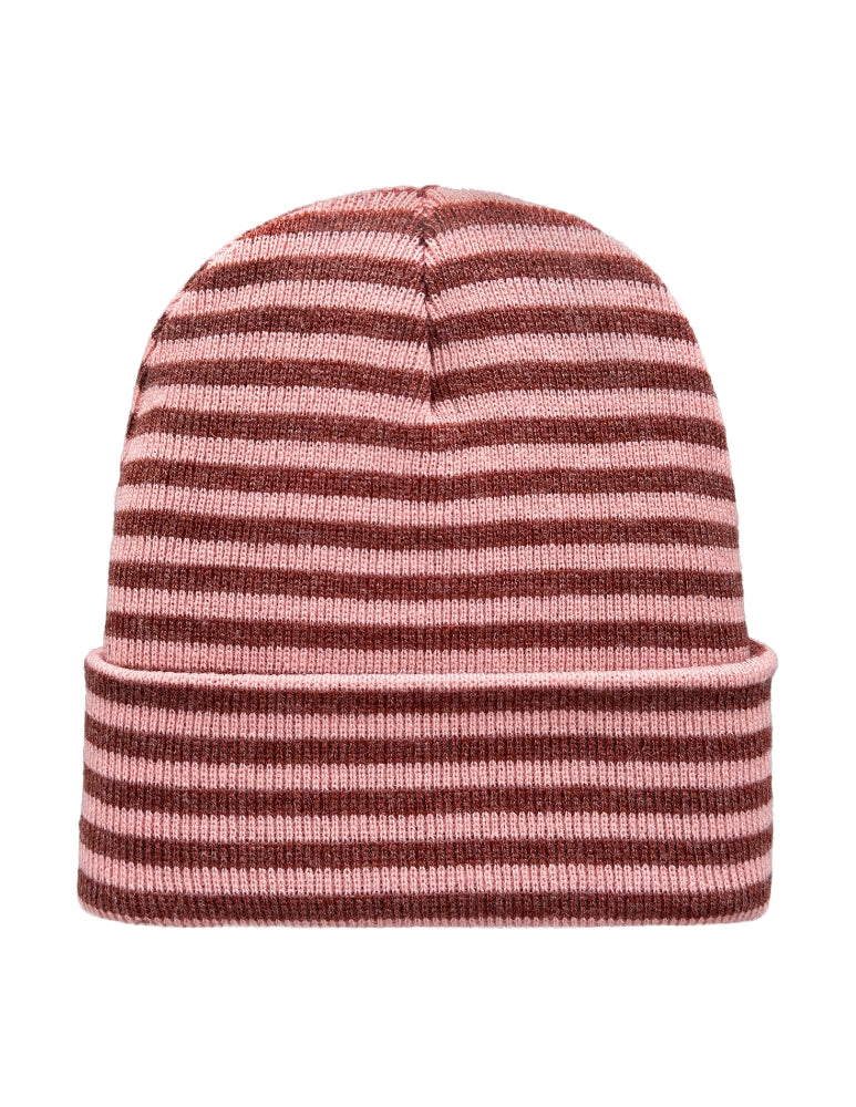 Cuffed Beanie - Circular knit  Winter Hat - Traditional - Roro - Burgundy / Pink