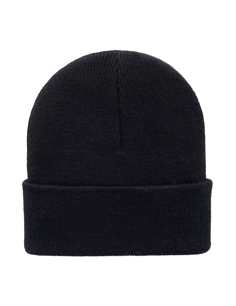 Cuffed Beanie - Circular knit  Winter Hat - Traditional - Solid - Black