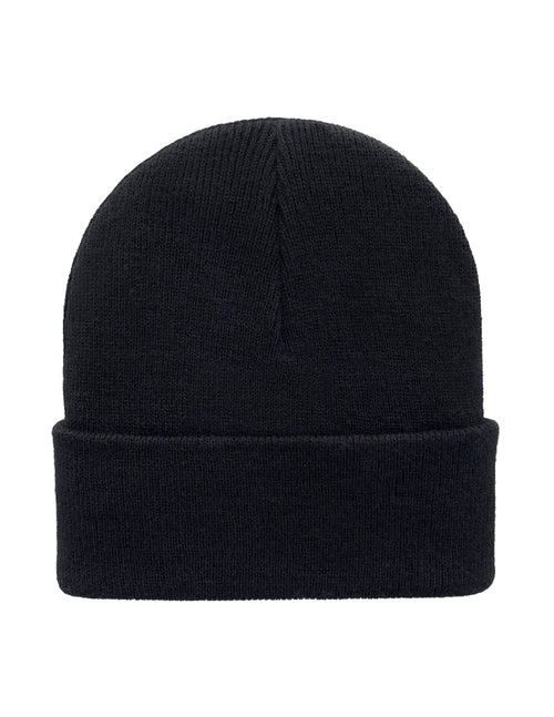 Cuffed Beanie - Circular knit  Winter Hat - Traditional - Solid - Black