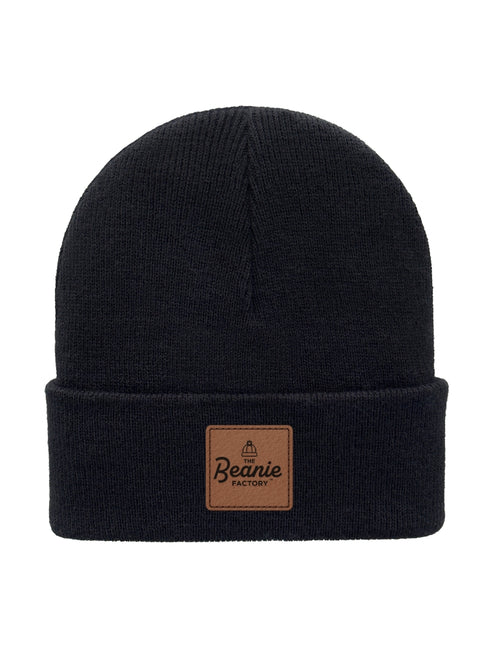 Cuffed Beanie - Circular knit  Winter Hat - Traditional - Solid - Black