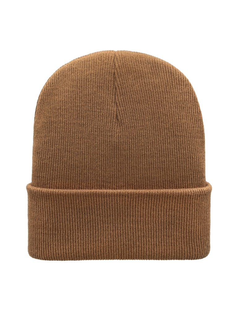 Cuffed Beanie - Circular knit  Winter Hat - Traditional - Solid - Brown
