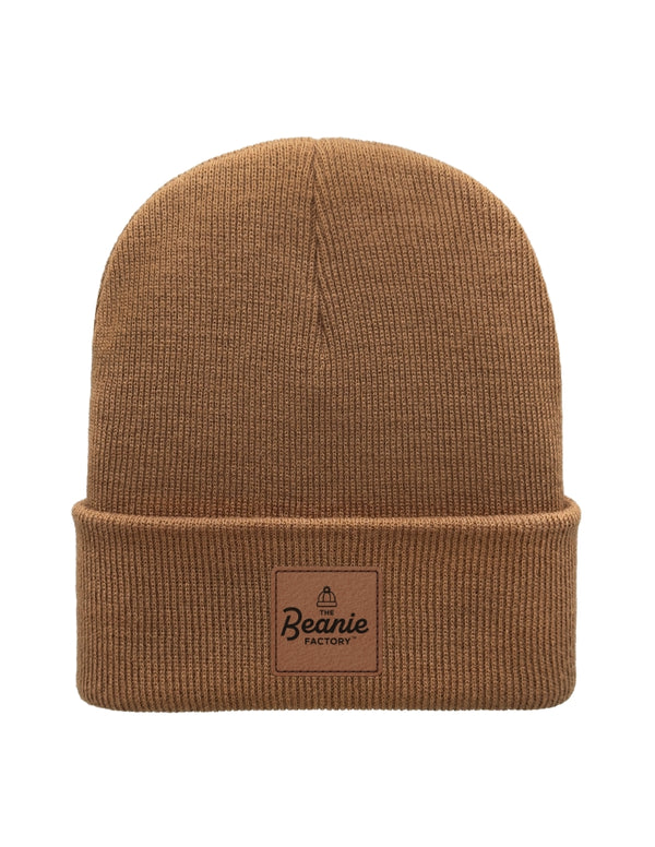 Cuffed Beanie - Circular knit  Winter Hat - Traditional - Solid - Brown