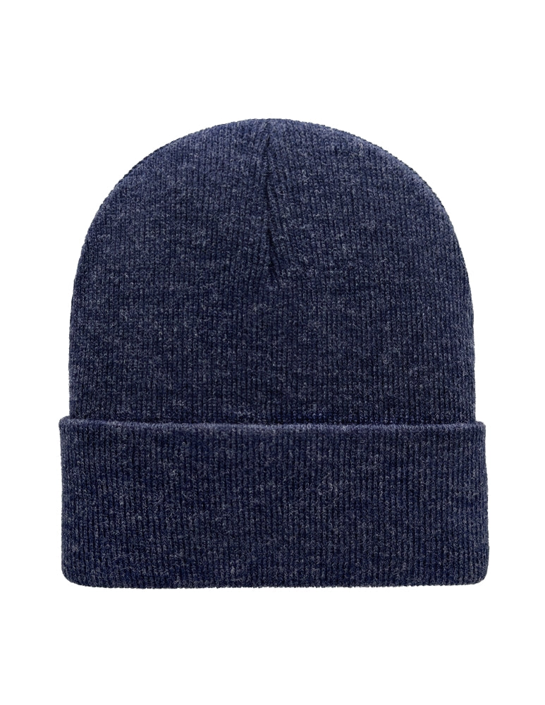 Cuffed Beanie - Circular knit  Winter Hat - Traditional - Solid - Denim