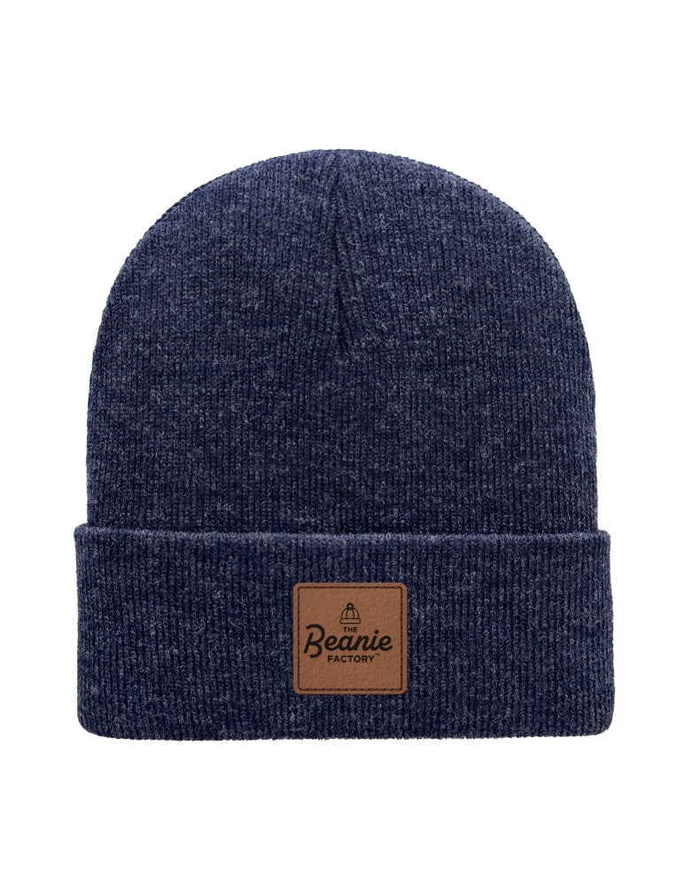 Cuffed Beanie - Circular knit  Winter Hat - Traditional - Solid - Denim
