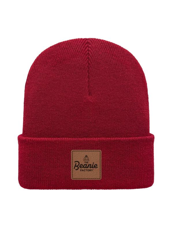 Cuffed Beanie - Circular knit  Winter Hat - Traditional - Solid - Maroon