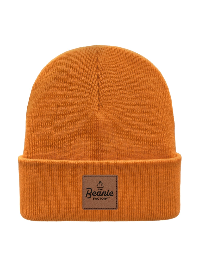 Cuffed Beanie - Circular knit  Winter Hat - Traditional - Solid - Orange