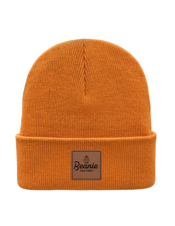 Cuffed Beanie - Circular knit  Winter Hat - Traditional - Solid - Orange