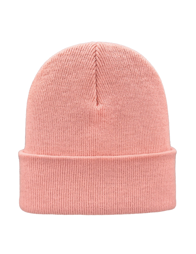 Cuffed Beanie - Circular knit  Winter Hat - Traditional - Solid - Pink