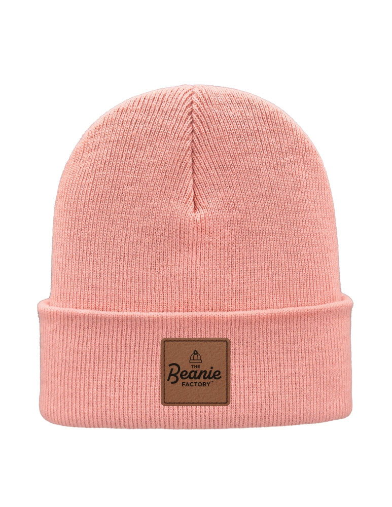 Cuffed Beanie - Circular knit  Winter Hat - Traditional - Solid - Pink