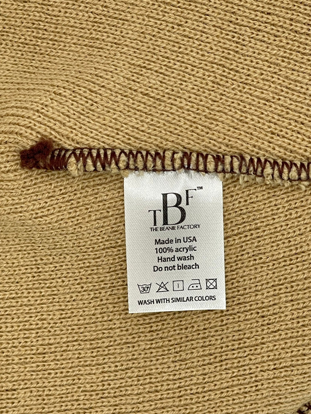 Blank Beanie Factory Cuffed Winter Hat, Wholesale price, Premium Quality, Beige, Made in U.S.A - The Beanie Factory