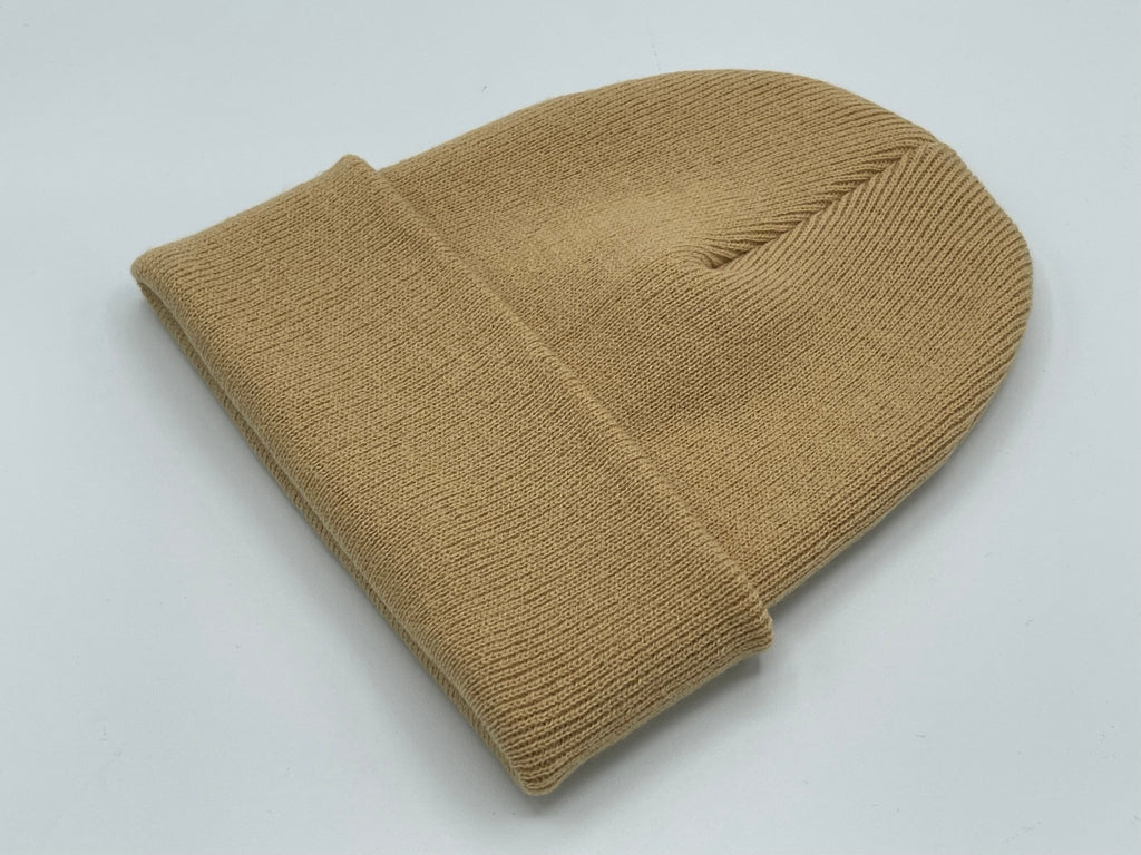 Blank Beanie Factory Cuffed Winter Hat, Wholesale price, Premium Quality, Beige, Made in U.S.A - The Beanie Factory