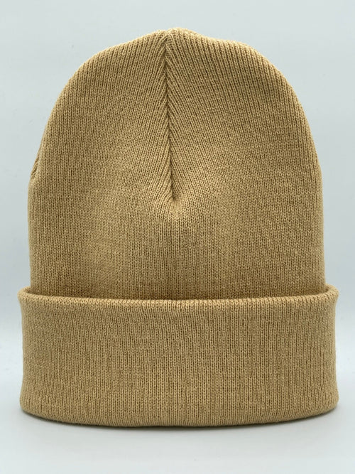 Blank Beanie Factory Cuffed Winter Hat, Wholesale price, Premium Quality, Beige, Made in U.S.A - The Beanie Factory