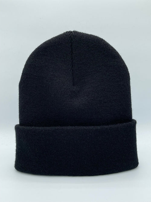 Blank Beanie Factory Cuffed Winter Hat, Wholesale price, Premium Quality, Black, Made in U.S.A - The Beanie Factory