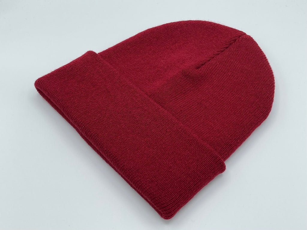 Blank Beanie Factory Cuffed Winter Hat, Wholesale price, Premium Quality, Maroon, Made in U.S.A - The Beanie Factory