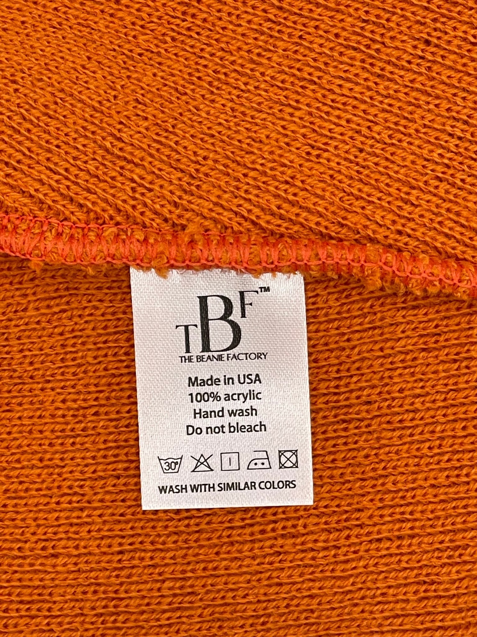 Blank Beanie Factory Cuffed Winter Hat, Wholesale price, Premium Quality, Orange, Made in U.S.A - The Beanie Factory